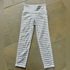 Athleta grey and white striped leggings! Size XXS